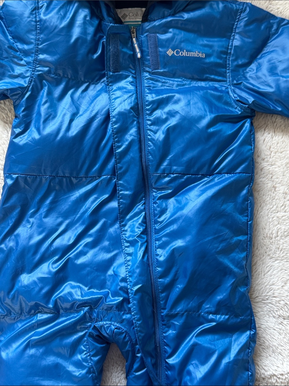 Columbia Snuggly Bunny Bunting Blue Puffer Snowsuit 12-18 Months - Picture 5 of 10